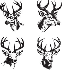 Whitetail Buck cartoon simple logo graphic, a black vector illustration on white background. For apps, logos, websites, symbol, UI, UX, graphics and web design. EPS 10