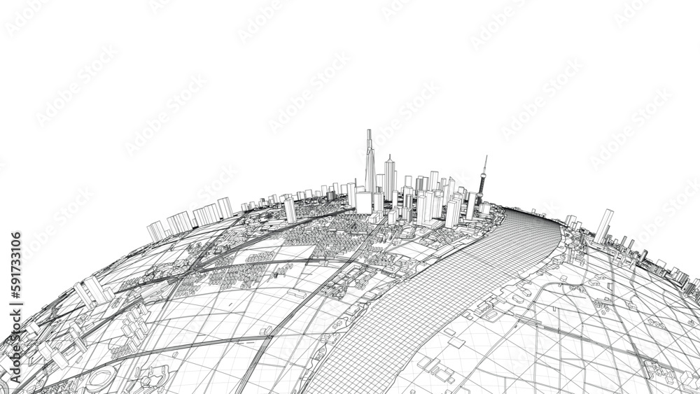 Canvas Prints 3d city sphere. vector rendering of 3d - Canvas Prints