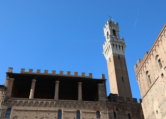 Fototapeta premium Tower called Del Mangia in Siena in Tuscany in Italy