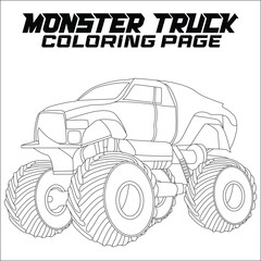 Monster Tuck Coloring Page for kids