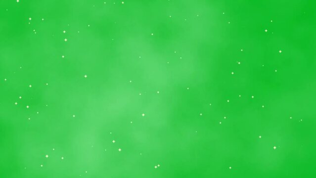 Blinking stars with fog motion graphic effects on green screen background.