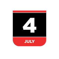 4th july day icon. day 4 of july calendar.