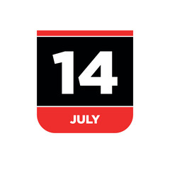 14th july day icon. day 14 of july calendar.