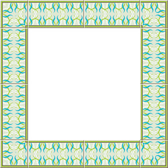 Fototapeta premium Antique tile frame geometry curve cross vine