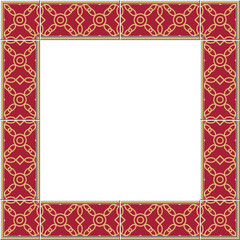 Antique tile frame golden round circle cross chain flower