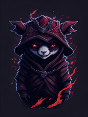 Evil ninja lamb with t-shirt design, generative ai