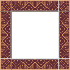Antique tile frame aboriginal stitch check triangle cross line
