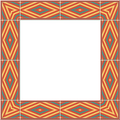 Antique tile frame colorful diamond check cross kaleidoscope