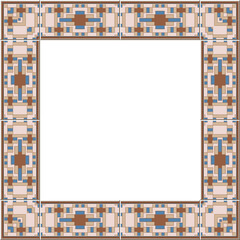 Antique tile frame square cross geometry check