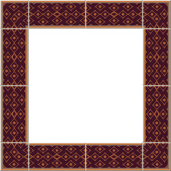 Obraz premium Antique tile frame check stitch geometry cross