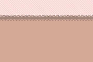 Light brown text frame with light pink diagonal stripes and brown lace