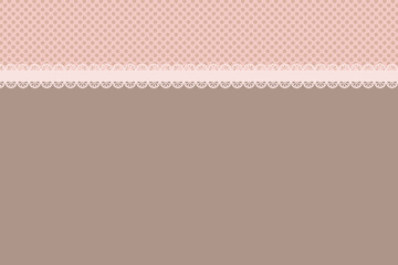 Polka dots and lace brown text frame on pink background