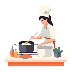 Chef preparing healthy gourmet vegetable soup