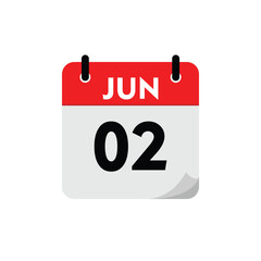 calendar with a date, 02 june icon with yellow background