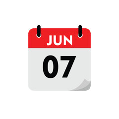 calendar with a date, 07 june icon with yellow background