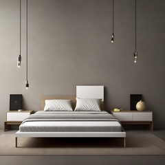 Monochrom interior of cozy bedroom, generative ai