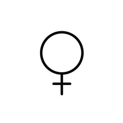 Female gender or sex symbol. Circle with cross. Pixel perfect, editable stroke icon
