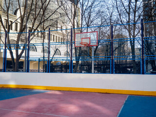 Playground for sports . Ring for basketball.