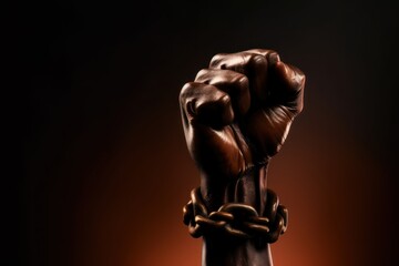 Raised fists in juneteenth and african liberation day celebration, generative AI