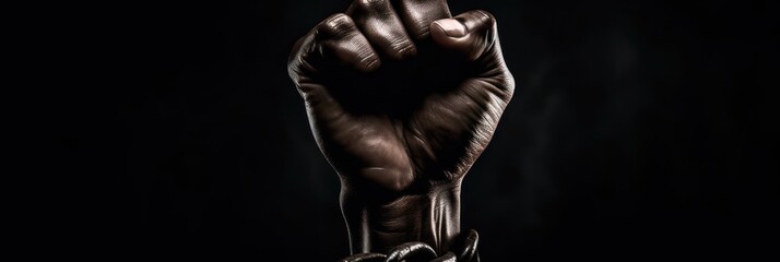 Raised fists in juneteenth and african liberation day celebration, generative AI
