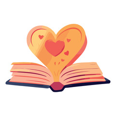 Love of reading symbolized in heart shape