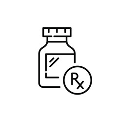 Bottle of prescription pills. Healthcare and medication. Pixel perfect, editable stroke icon