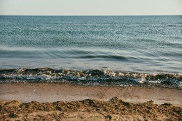 peaceful, calm seascape at sunset in sunny weather