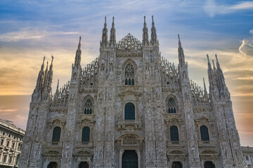 Fototapeta premium Milan, in Italy, the cathedral Duomo, in the historic center 