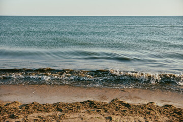 peaceful, calm seascape at sunset in sunny weather