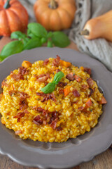 Healthy home made Pumpkin risotto with fresh herbs