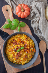 Healthy home made Pumpkin risotto with fresh herbs