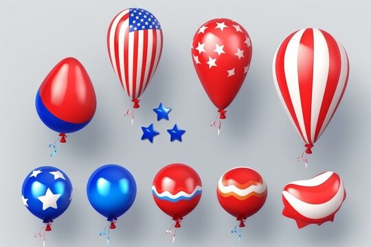 American Day Balloon Celebration Background. Generative AI