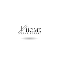 Home property logo design, property house logo icon with shadow