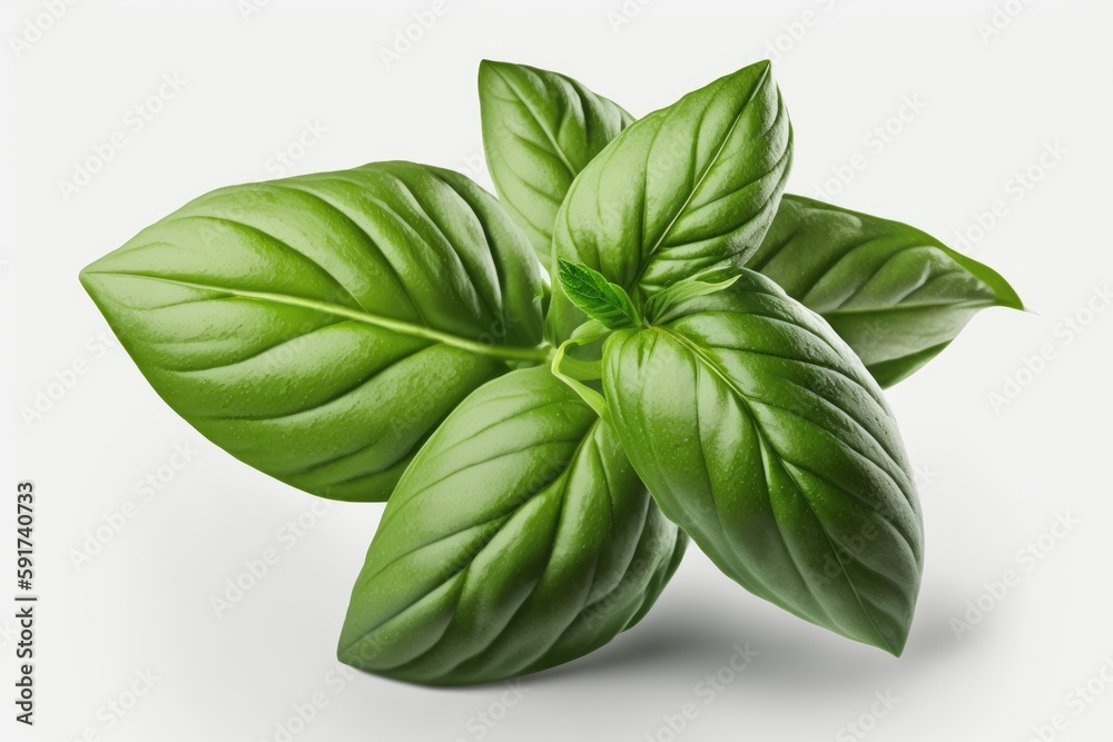 Wall mural green leafy plant isolated on a white background. Generative AI