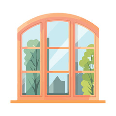 Modern flat design illustration of a forest landscape