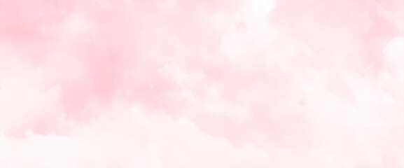 Pink sky background with white clouds. Pink sky background with soft delicate white clouds. Copy space.