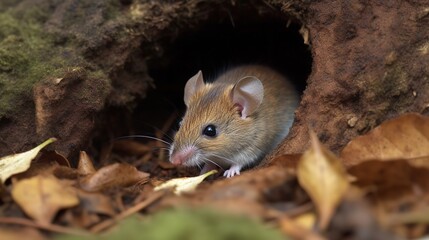 Naklejka na ściany i meble Candid House Mouse in its Natural Habitat