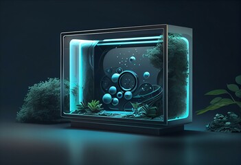 Futuristic product showcase background. Modern blank space display with environment. 3D rendering. Generative AI