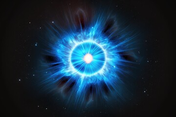 surreal blue eyeball floating in outer space. Generative AI