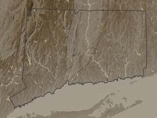 Connecticut, United States of America. Sepia. No legend