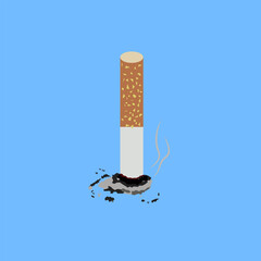 Cigarette butt illustration. ash smoke. icon.