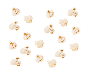 Rich collection of popcorn, isolated on white background. Popcorn isolated on white