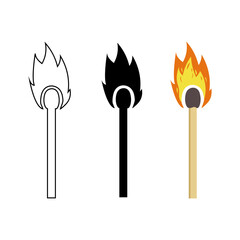 Burning Match Stick Illustration. Match With Fire. colorful.