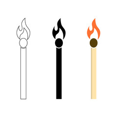 Burning Match Stick Illustration. Match With Fire.