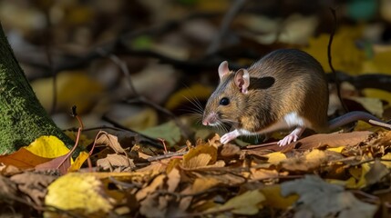 Yellow-necked Mouse gathering food