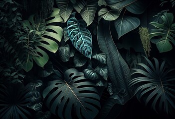 Jungle dark - Pattern. Generative AI