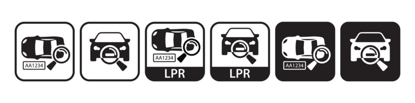 Smart LPR Camera Parking System icon vector illustration. Automated License Plate Recognition Parking Lot symbol. Monitoring and Managing Parking Lot logos. Vector illustration.