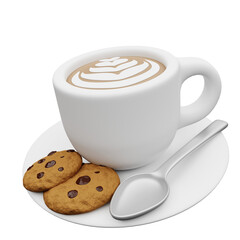 3D Latte and Biscuit Illustration