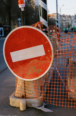 Street concept with stop sign, selective focus .