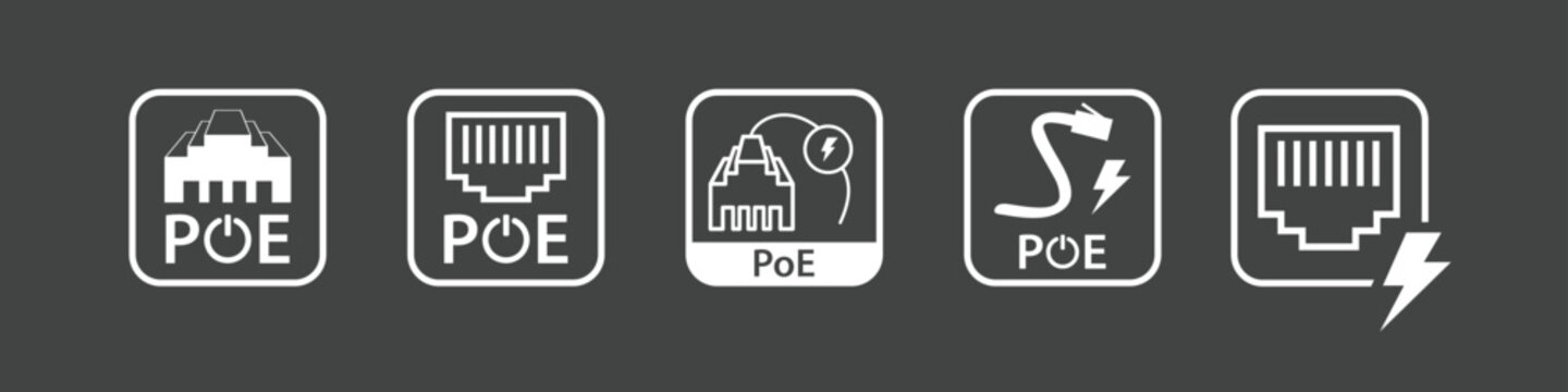 Power over Ethernet symbol, PoE sign vector.